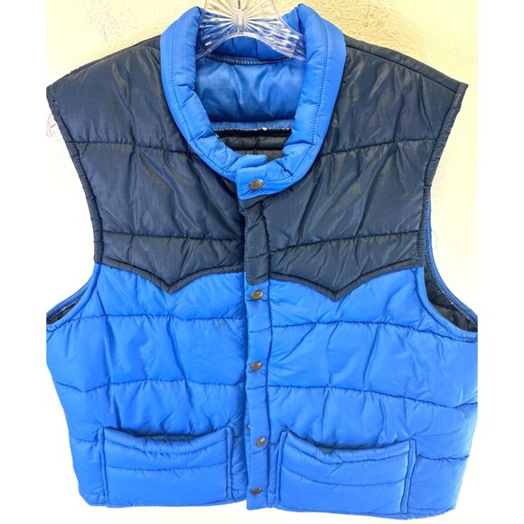 Vintage Tregos Westwear Puffer Quilted 70's Vest Snap Closure Pockets Size 44 - Picture 5 of 14